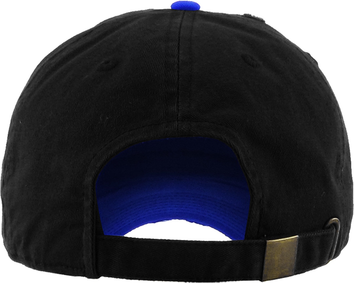 Black Royal Blue Two Tone Distressed Vintage Baseball Cap Back View
